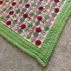 Christmas Holiday Yo Yo Quilt Green Polka Dot Red Festive 59x46   