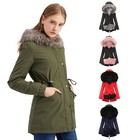 Women s Hooded Parka Coat Faux Fur Trim Fleece Lined Padded Winter Jacket S-5xl