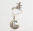 Vintage 925 Silver Native American Style Dancing Kokopelli Pendant Necklace 