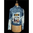 Large Distressed Denim Jacket   Vintage Anti-weed Propaganda Patch   One Of One
