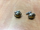 Vintage Anson Sterling Silver Cats Eye Cufflink Set Weighs 10 Grams