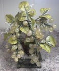 Vintage Jade Bonsai Tree With Grapes Sculpture