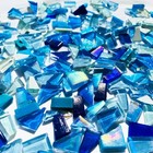 250g Glass Mosaic Tiles For Crafts  Stained Supplies  Mixed Blue 