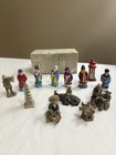 Vintage Miniature Clay Chinese Set Of 13 Hand Painted Miniature Figurines