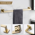 5 Pcs Golden Bathroom Hardware Set Stainless Steel Towel Bar Towel Racks Hooks