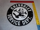 Vintage Chevrolet Service Department Felix The Cat 11 3 4  Porcelain Metal Sign 