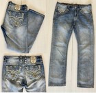 Rock Revival Jeans Scion Slim Straight Teal orange Stitching Y2k - Men Size 34