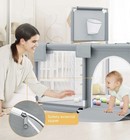 Gray Foldable Portable Baby Playpen W  Mesh Sides   Carry Bag Infant toddler