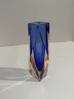 Vintage Murano Faceted 8    Glass Vase Sommerso By Flavio Poli   read Desc   