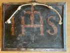 Unique Rare New Mexican 2 Sided Painted Retablo On Wood With Metal Encasing