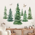  6 Watercolor Pine Tree Wall Decals Christmas Woodland Wall Stickers Nursery 