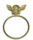 Vintage Brass Cherub Angel Towel Ring Holder Scarf Holder