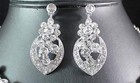Floral Clear Austrian Rhinestone Bib Necklace Earrings Set Bridal Wedding N1637c