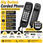 Black Wired Corded Landline Telephone Desk Wall Mount Phone For Home Office