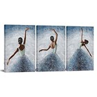 3 Piece Ballet Canvas Wall Art Ballerina Painting Picture Elegant Dancing 
