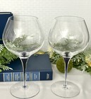 Orrefors Intermezzo Blue Bouquet Wine Glass Vintage Blue Tear Drop Wine - 2