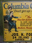 Antique Original Columbia Grafonola Automatic Stop Phonograph Ad  Sign Aurora Il