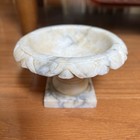 Vintage Alabaster Marble Pedestal Bird Bath Italian 4 25 