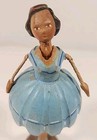 Vtg Anri Dancing Ballerina Blue Dress Carved Wood Doll Bottle Stopper Italy Rare