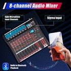 Pro 8 Channel Bluetooth Studio Audio Mixer Live Sound Mixing Console With Usb