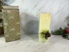 Vintage Penn Christmas Candle Square Pillar Faux Drip Pine Cone Greens   lg 9 5   