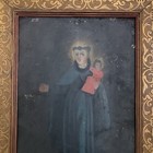 Antique Mexican Folk Art Devotional Retablo Painting On Tin Framed St Anthony