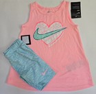 Nwt Nike Dri-fit Heart Tank   Bike Shorts Set   Girls Size 6  5   6y    Adorable