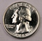 1955-d Washington Quarter   Gem Bu   90  Silver   1 Coin