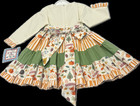 Cotton Kids Girls Detachable Thanksgiving Turkey Long Sleeve Dress Size 2t