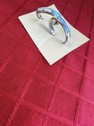 Vtg Navajo Sterling Silver Lab Blue Fire Opal Inlay Hoop Earrings La Adakai