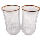 Lot Of 2 Vintage Cristal D arques Style Lead Crystal Glass Tumblers W  Gold Rims