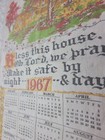 Vintage 1967 Calendar Bless This House Autumnal Trees Linen Kitchen Tea Towel