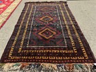 4x6 Vintage Blue Oriental Rug Hand-knotted Handmade Antique Runner Dark Navy 4x7