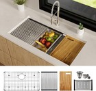 36 Inch Workstation Kitchen Sink Undermount Deep Single Bowl With Accessories