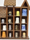 Vintage Wood Thimble Wall House Display With Thimbles