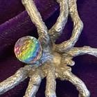 1980   s Gallo Miniture Pewter Spider Figurine W  Faceted Crystal    gem   