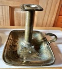 Antique Brass Candlestick 6    19th Century Patina Pushup Finger Chamber L  k