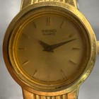 Seiko Watch Women 19mm Gold Dial Gold Tone Round V400-0368 Vintage New Battery