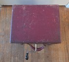 Vintage Portable Hand-crank Gramophone     Maroon Suitcase     Working Motor brake