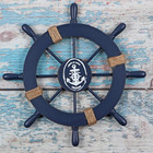 Wooden Nautical Ship Steering Wheel  Small Ship Rudder And Anchor Wall Decor Set