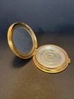 Vintage Gold Tone Metal And Enamel Art Deco Compact - 110