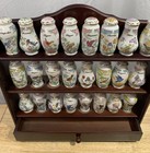 Vtg Lenox Rare Birds   Blossoms 24 Porcelain Spice Jar Set 1994 Tiered Rack Read