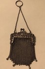 Antique Art Nouveau German Silver Chain Mail Link Coin Purse Chatelaine Mesh 3 