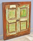 Antique Wooden Window Panel With Frame Original Old Hand Crafted Painted