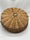 Vintage Natural Wicker rattan Woven Two-tone Basket With Handles 12 