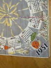 Vintage Kimball 1951 Calendar Handkerchief Grey