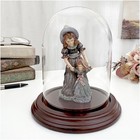 Plymor 4  X 5 25  Glass Display Dome Cloche  dark Mahogany Veneer Base 