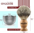 Anbbas Pure Badger Hair Shaving Brush  Ash Wood Handle stainless Steel Bowl