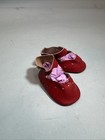 Vintage Red Leather Doll Shoes For Antique Bisque Compo Or Early Doll 70mm X 35m