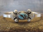 Small Native American Sterling Silver   Sonoran Turquoise Bracelet